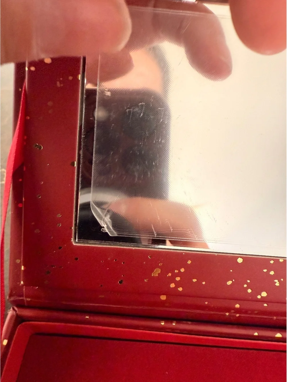 Dior Red and Gold Decorative Storage Box with Mirror